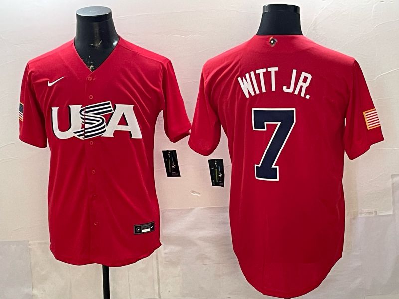Men 2026 World Cub USA #7 Witt jr Red Nike MLB Jersey style 002->more jerseys->MLB Jersey